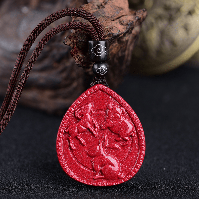 Buddha Stones Chinese Zodiac Cinnabar Blessing Necklace Pendant - Image 11