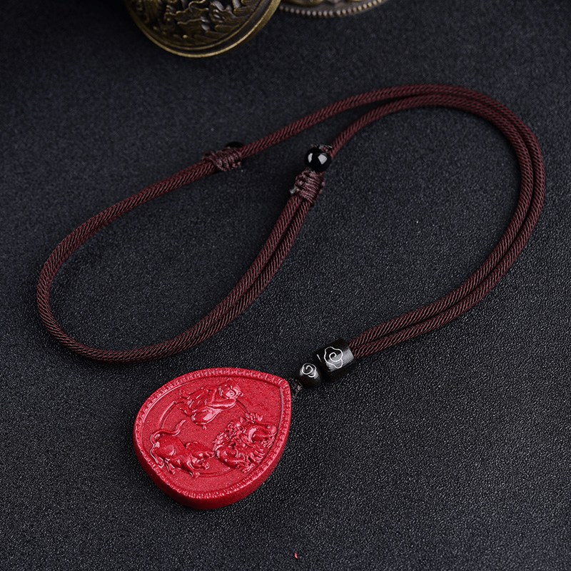 Buddha Stones Chinese Zodiac Cinnabar Blessing Necklace Pendant - Image 3