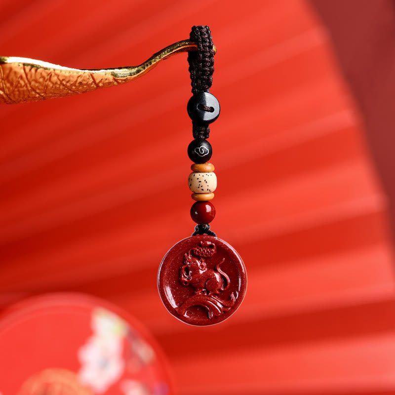 Buddha Stones Chinese Zodiac Cinnabar Calm Phone Hanging Decoration Key Chain Necklace Pendant - Image 12
