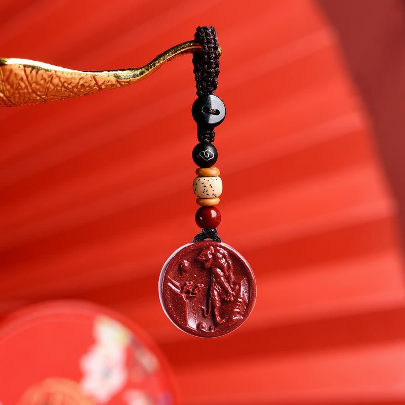 Buddha Stones Chinese Zodiac Cinnabar Calm Phone Hanging Decoration Key Chain Necklace Pendant - Image 18