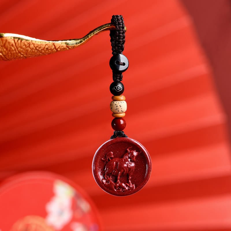 Buddha Stones Chinese Zodiac Cinnabar Calm Phone Hanging Decoration Key Chain Necklace Pendant - Image 15