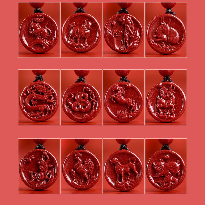 Buddha Stones Chinese Zodiac Cinnabar Calm Phone Hanging Decoration Key Chain Necklace Pendant - Image 45