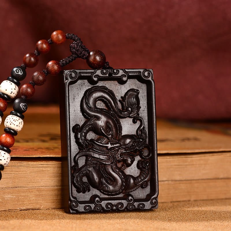 Buddha Stones Chinese Zodiac Small Leaf Red Sandalwood Calm Necklace Pendant - Image 17