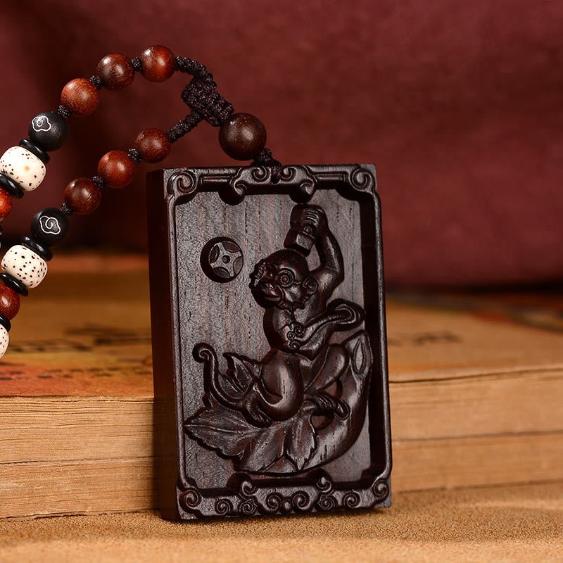 Buddha Stones Chinese Zodiac Small Leaf Red Sandalwood Calm Necklace Pendant - Image 20