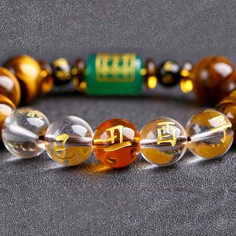 Buddha Stones Chinese Zodiac Tiger Eye White Crystal Courage Bracelet - Image 31