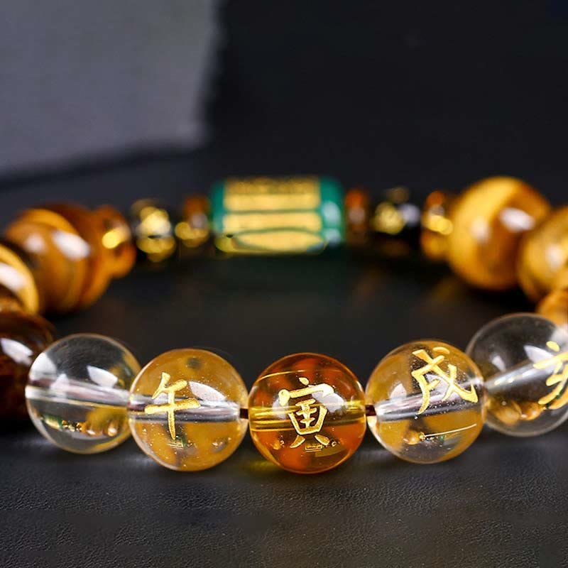 Buddha Stones Chinese Zodiac Tiger Eye White Crystal Courage Bracelet - Image 33