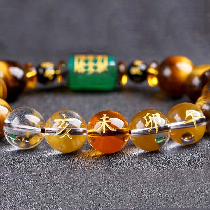 Buddha Stones Chinese Zodiac Tiger Eye White Crystal Courage Bracelet - Image 42