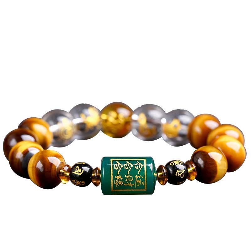 Buddha Stones Chinese Zodiac Tiger Eye White Crystal Courage Bracelet - Image 56