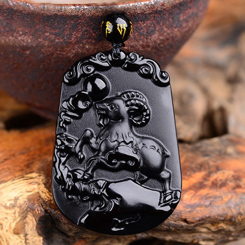 Buddha Stones Chinese Zodiac Obsidian Purification Fulfilment Necklace Pendant - Image 29