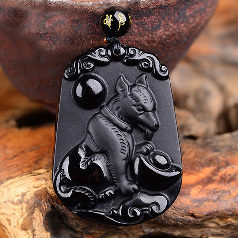 Buddha Stones Chinese Zodiac Obsidian Purification Fulfilment Necklace Pendant - Image 35