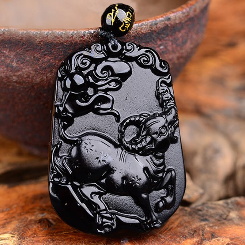Buddha Stones Chinese Zodiac Obsidian Purification Fulfilment Necklace Pendant - Image 19