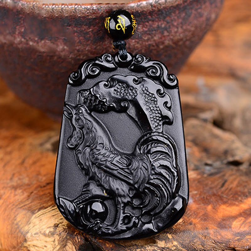 Buddha Stones Chinese Zodiac Obsidian Purification Fulfilment Necklace Pendant - Image 33
