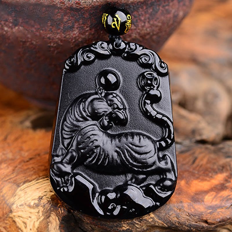 Buddha Stones Chinese Zodiac Obsidian Purification Fulfilment Necklace Pendant - Image 21