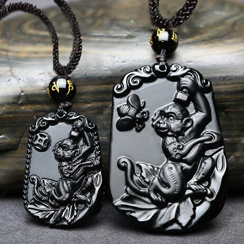 Buddha Stones Chinese Zodiac Obsidian Purification Fulfilment Necklace Pendant - Image 32