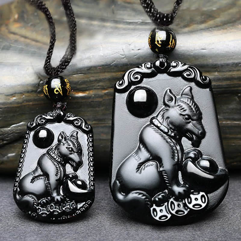 Buddha Stones Chinese Zodiac Obsidian Purification Fulfilment Necklace Pendant - Image 36