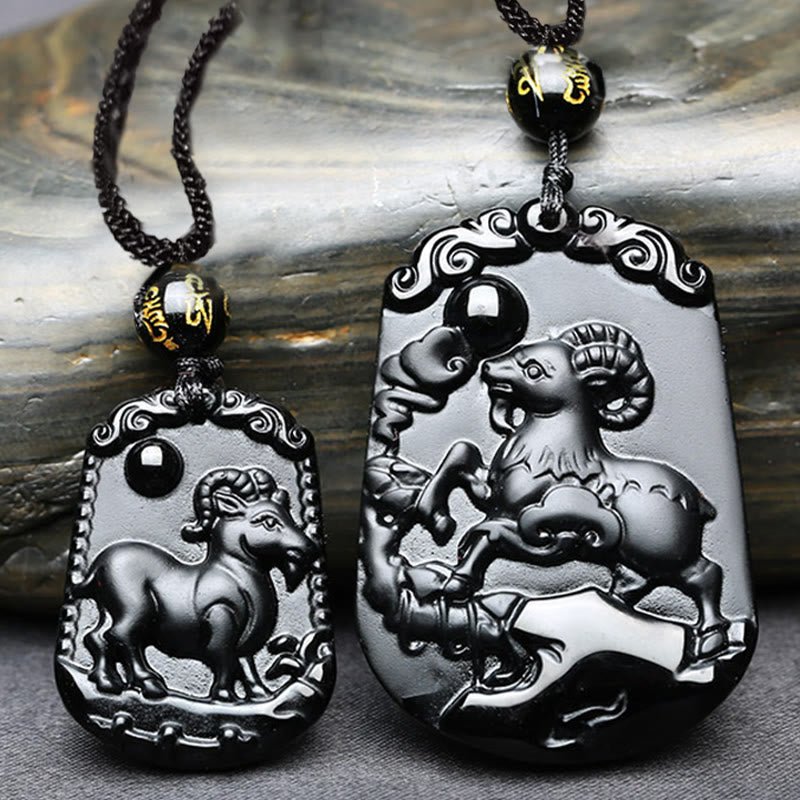 Buddha Stones Chinese Zodiac Obsidian Purification Fulfilment Necklace Pendant - Image 30