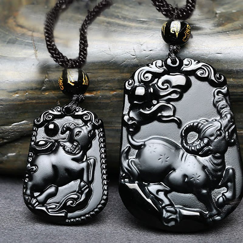 Buddha Stones Chinese Zodiac Obsidian Purification Fulfilment Necklace Pendant - Image 20