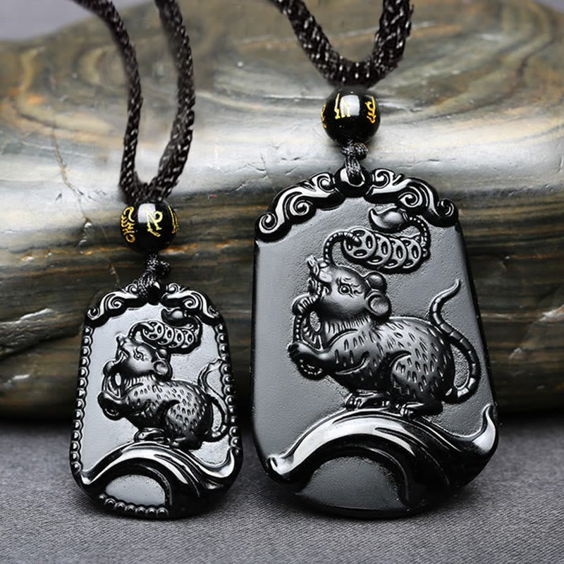Buddha Stones Chinese Zodiac Obsidian Purification Fulfilment Necklace Pendant - Image 18
