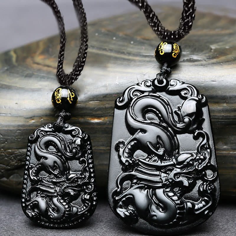Buddha Stones Chinese Zodiac Obsidian Purification Fulfilment Necklace Pendant - Image 26