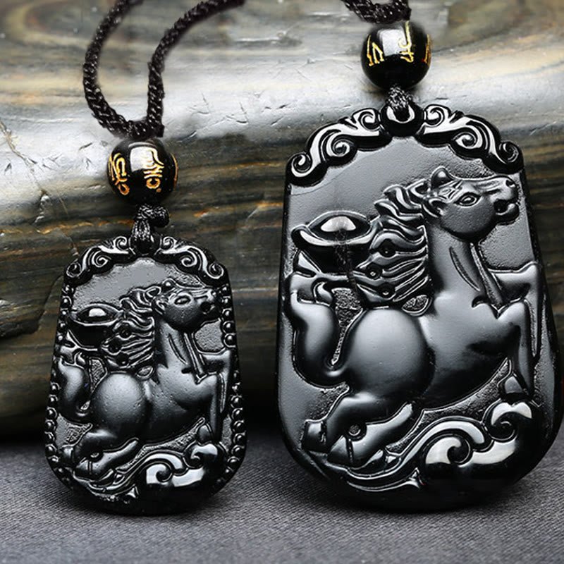 Buddha Stones Chinese Zodiac Obsidian Purification Fulfilment Necklace Pendant - Image 28