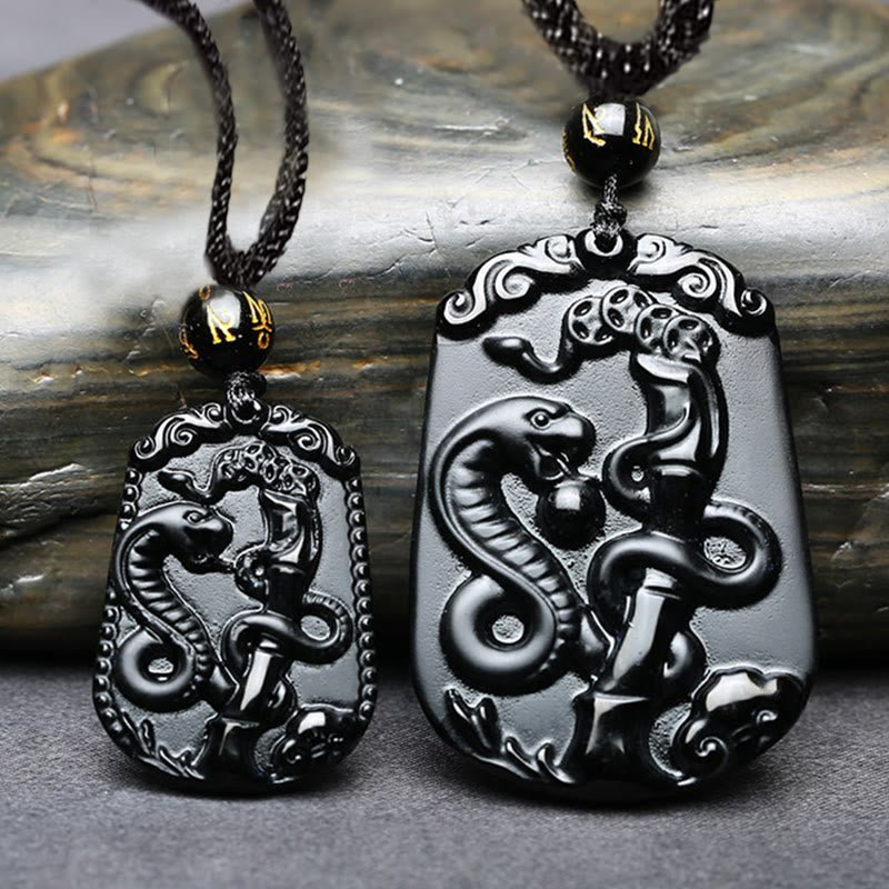 Buddha Stones Chinese Zodiac Obsidian Purification Fulfilment Necklace Pendant - Image 15