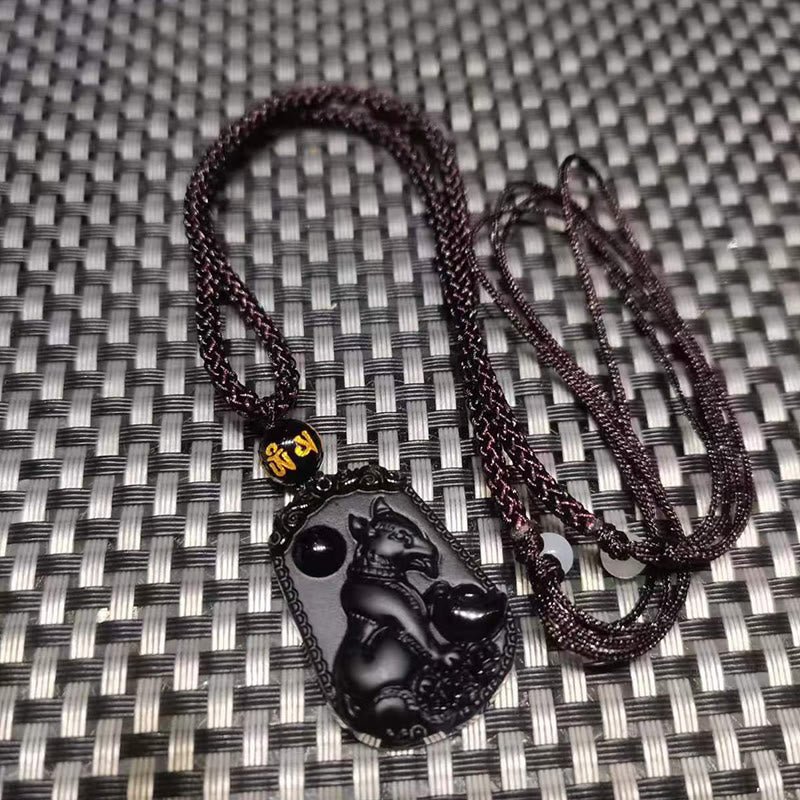 Buddha Stones Chinese Zodiac Obsidian Purification Fulfilment Necklace Pendant - Image 37