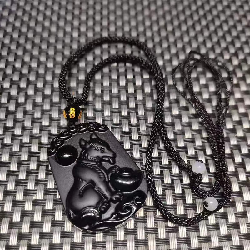 Buddha Stones Chinese Zodiac Obsidian Purification Fulfilment Necklace Pendant - Image 38