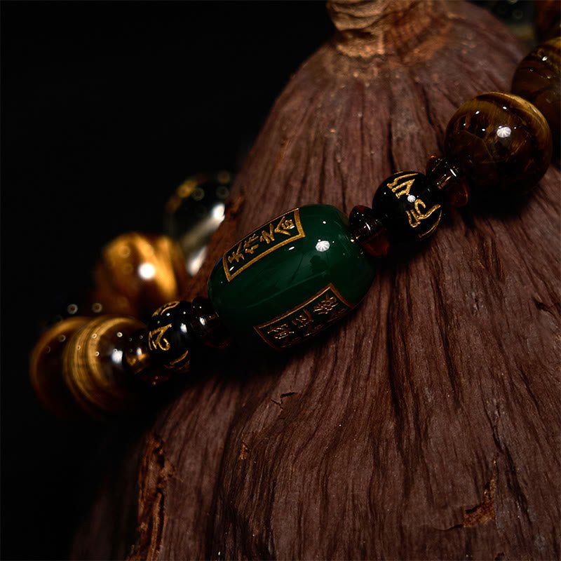 Buddha Stones Chinese Zodiac Tiger Eye White Crystal Courage Bracelet - Image 8