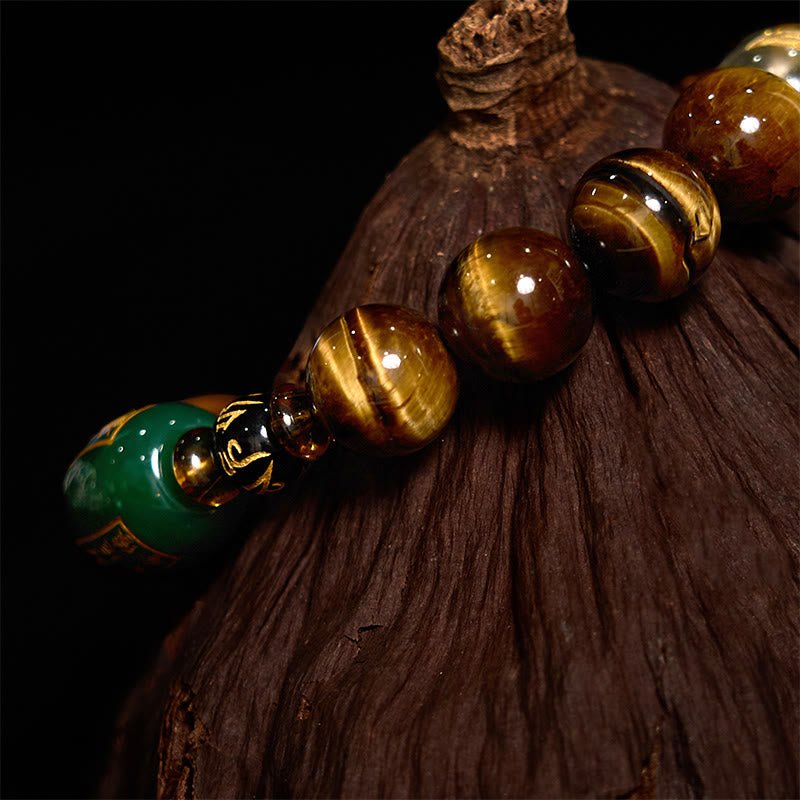 Buddha Stones Chinese Zodiac Tiger Eye White Crystal Courage Bracelet - Image 6