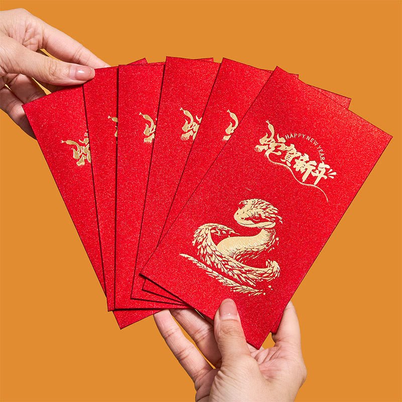 Buddha Stones 6Pcs Chinese Red Envelope Year of the Snake Lucky Money Envelopes 2025 New Year - Image 14
