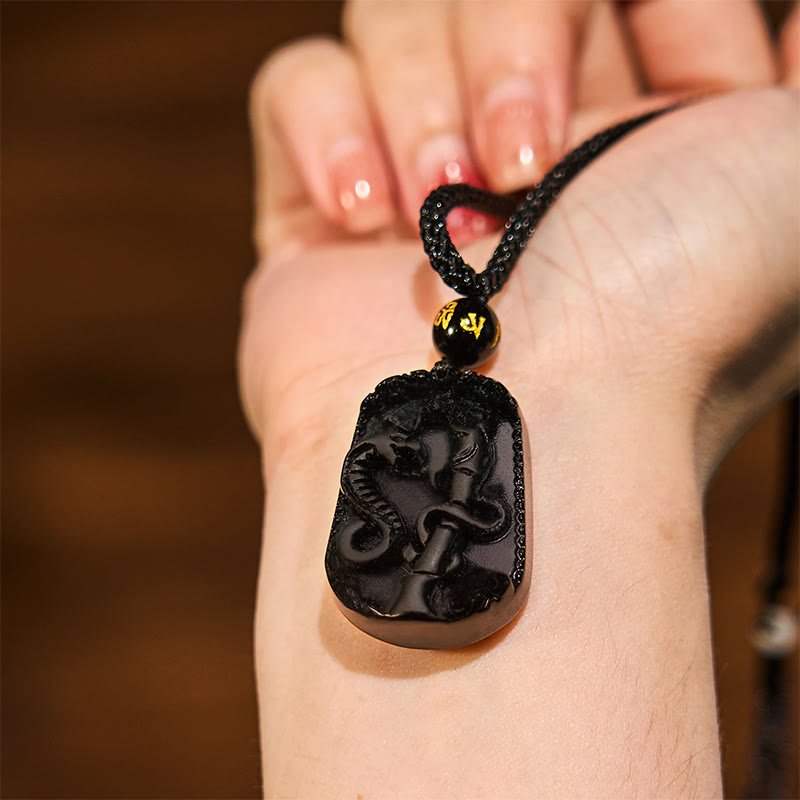 Buddha Stones Chinese Zodiac Obsidian Purification Fulfilment Necklace Pendant - Image 5