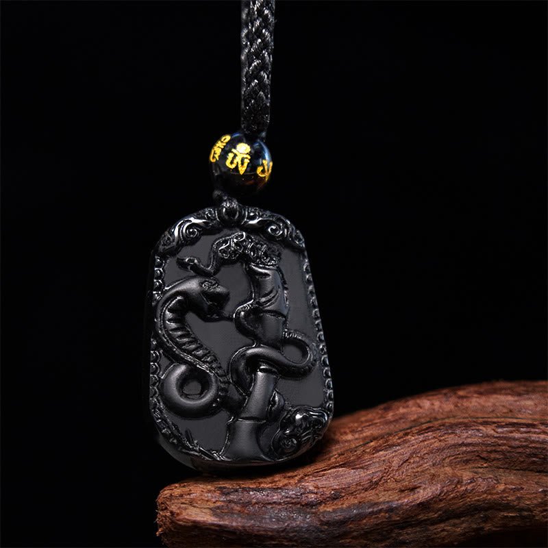 Buddha Stones Chinese Zodiac Obsidian Purification Fulfilment Necklace Pendant - Image 2