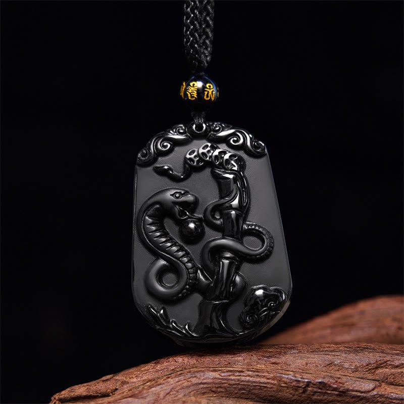 Buddha Stones Chinese Zodiac Obsidian Purification Fulfilment Necklace Pendant - Image 3
