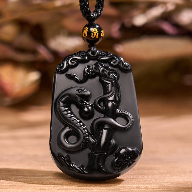 Buddha Stones Chinese Zodiac Obsidian Purification Fulfilment Necklace Pendant - Image 11