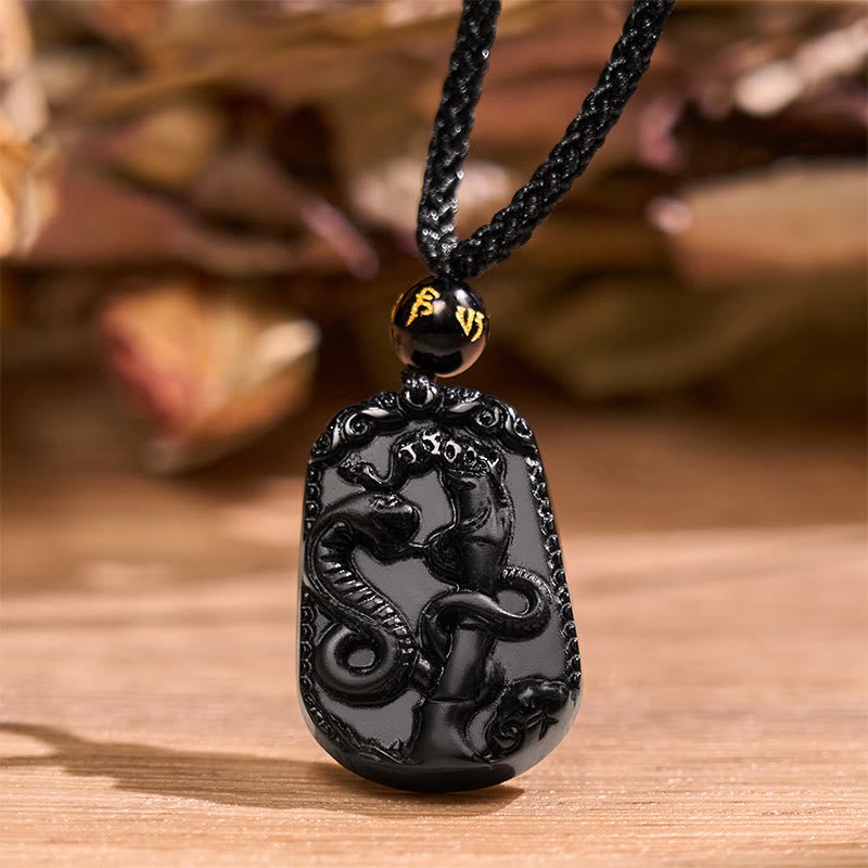 Buddha Stones Chinese Zodiac Obsidian Purification Fulfilment Necklace Pendant - Image 10