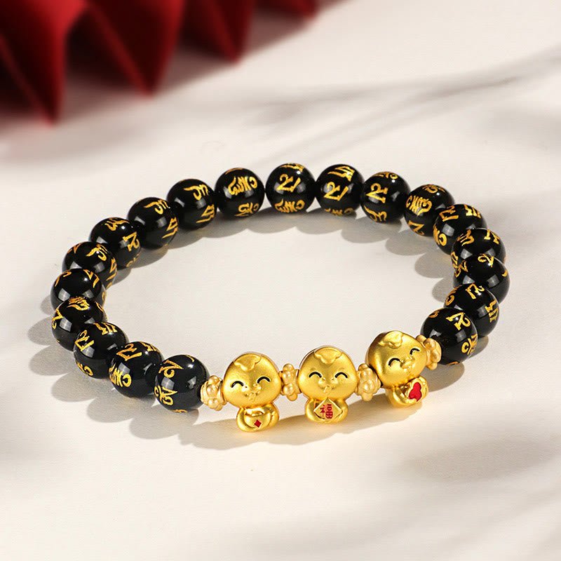 Buddha Stones Red Agate Black Onyx Bead Copper Year Of The Snake Fu Character Om Mani Padme Hum Happiness Bracelet - Image 17