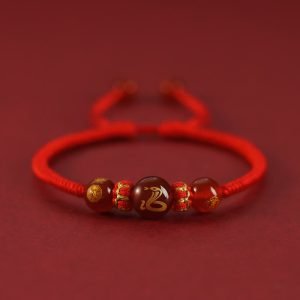 Buddha Stones Handmade Red Agate Chinese Zodiac Red String Braided Protection Bracelet
