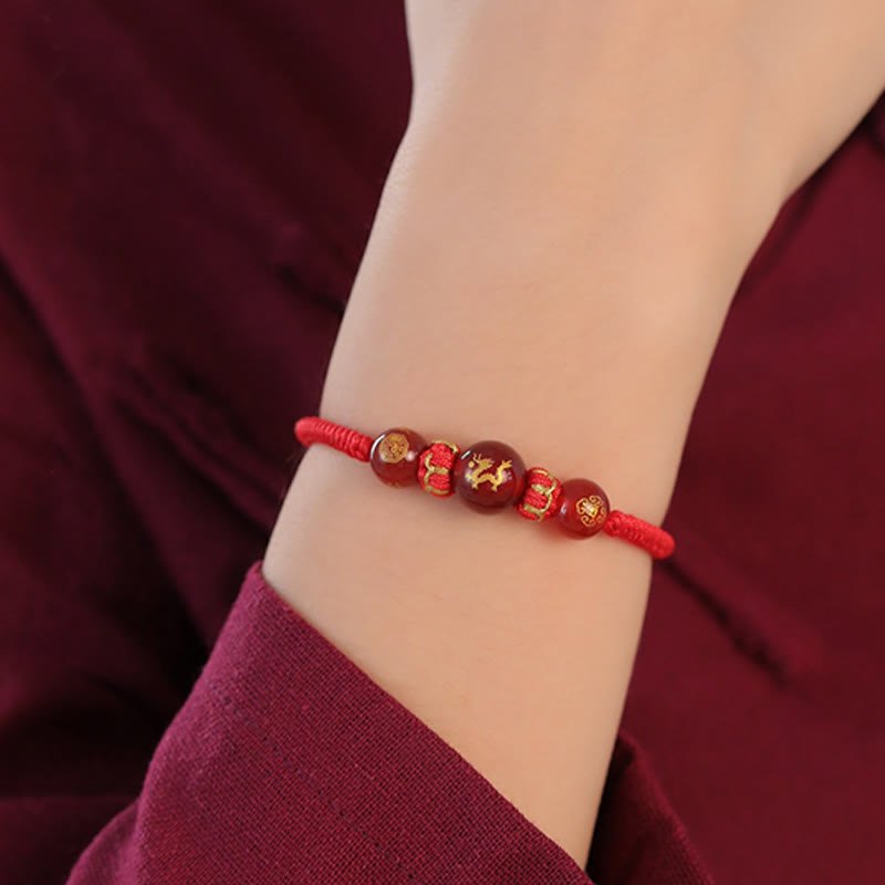 Buddha Stones Handmade Red Agate Chinese Zodiac Red String Braided Protection Bracelet - Image 15