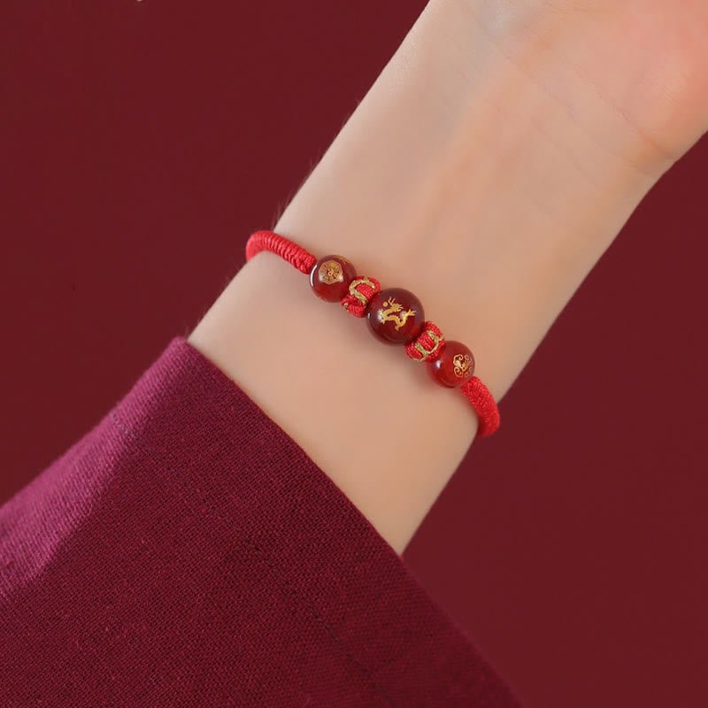 Buddha Stones Handmade Red Agate Chinese Zodiac Red String Braided Protection Bracelet - Image 18
