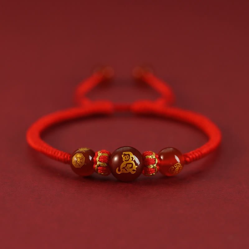 Buddha Stones Handmade Red Agate Chinese Zodiac Red String Braided Protection Bracelet - Image 23