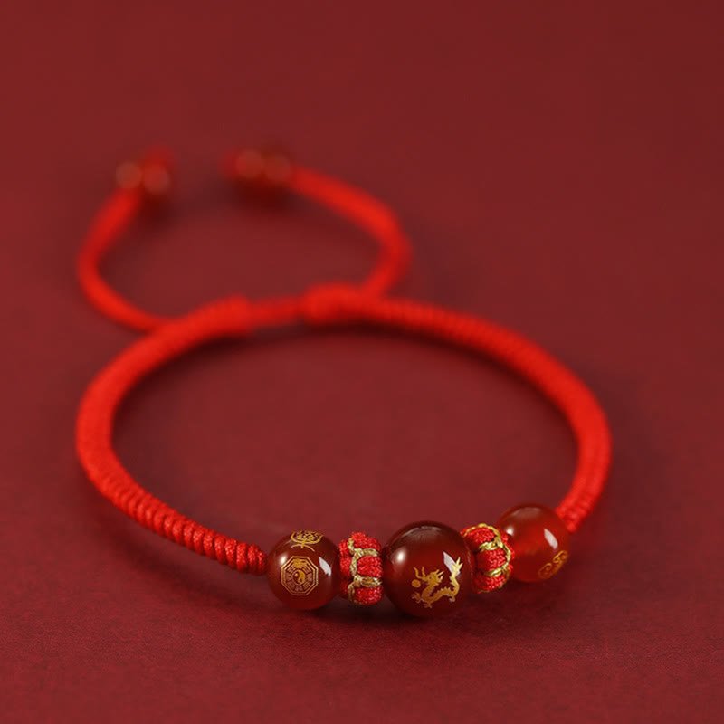 Buddha Stones Handmade Red Agate Chinese Zodiac Red String Braided Protection Bracelet - Image 13