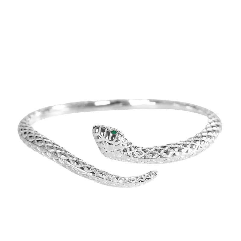 Buddha Stones 999 Sterling Silver Year Of The Snake Protection Cuff Bracelet Bangle - Image 12