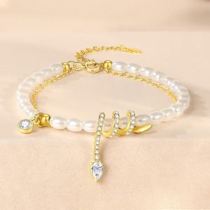 Buddha Stones 925 Sterling Silver Year Of The Snake Pearl Bracelet Necklace Pendant