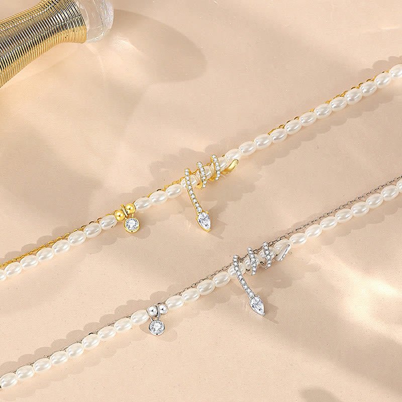 Buddha Stones 925 Sterling Silver Year Of The Snake Pearl Bracelet Necklace Pendant - Image 2