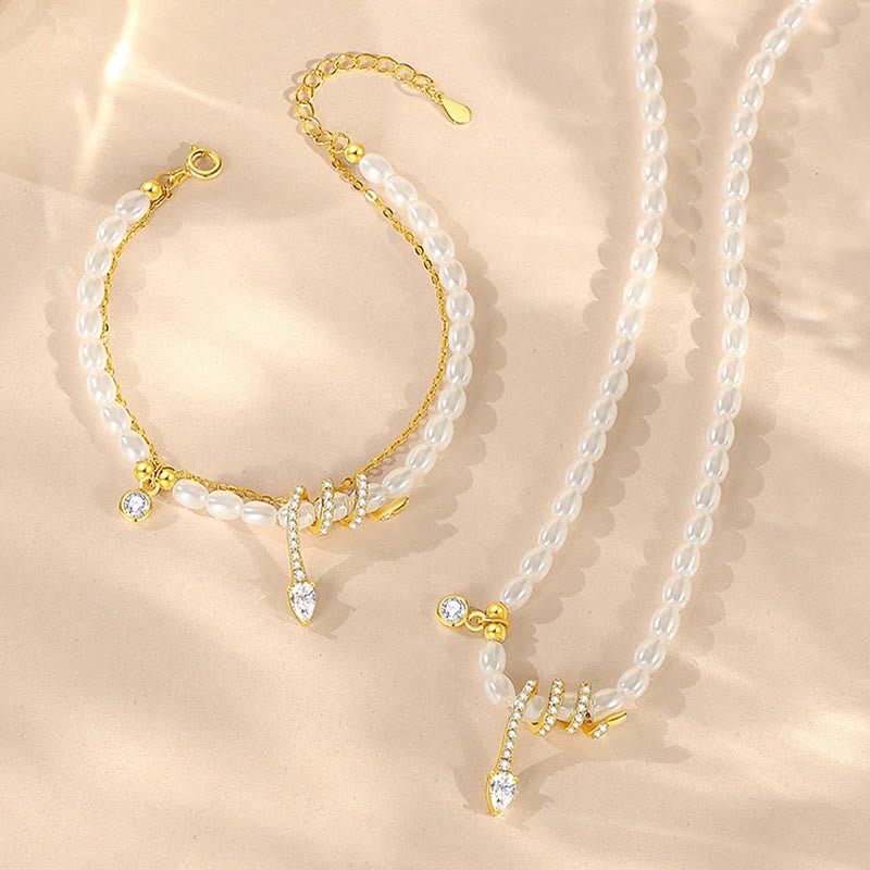 Buddha Stones 925 Sterling Silver Year Of The Snake Pearl Bracelet Necklace Pendant - Image 3