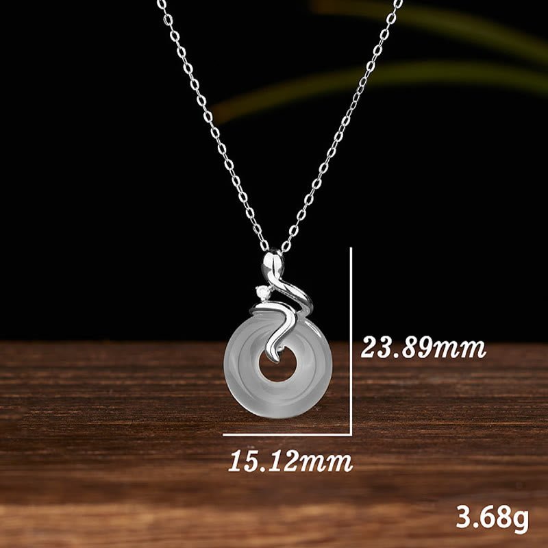 Buddha Stones 925 Sterling Silver Year Of The Snake Chalcedony Peace Buckle Positive Necklace Pendant - Image 9
