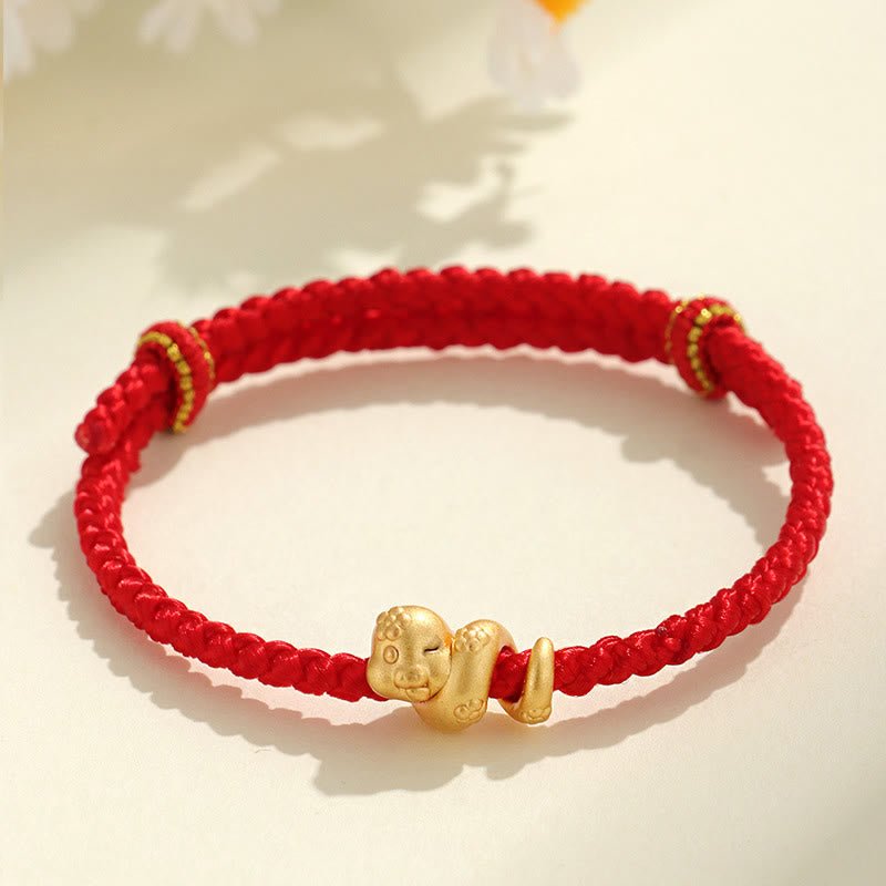 Buddha Stones Handmade 999 Sterling Silver Year Of Snake Red String Luck Braided Bracelet - Image 4