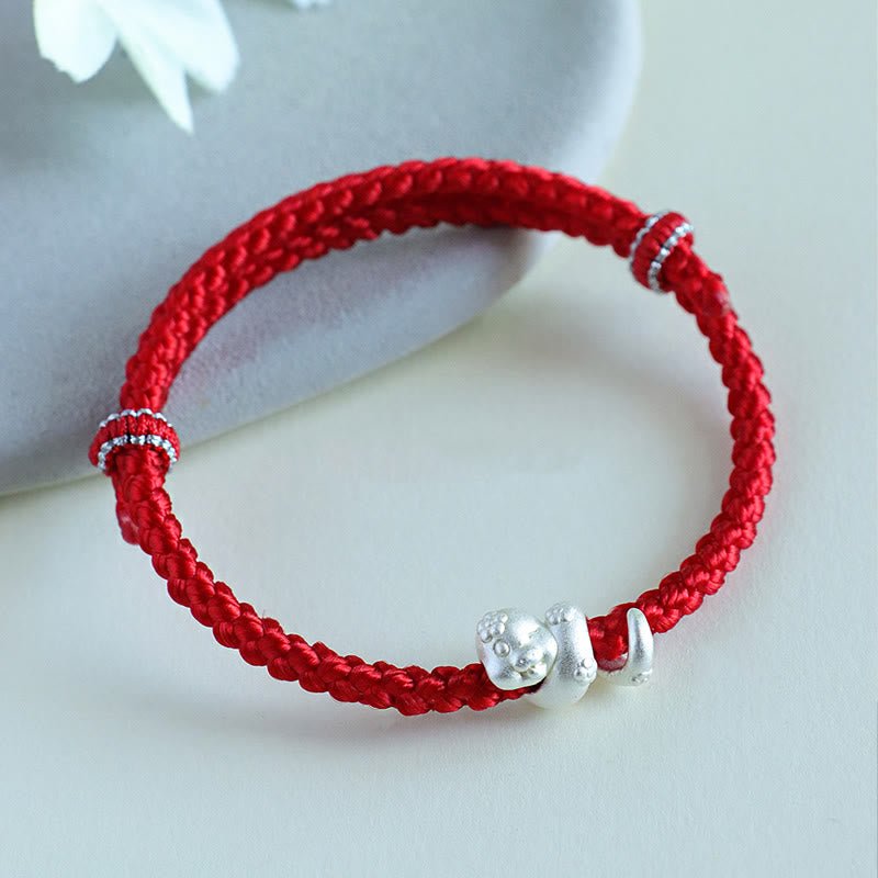 Buddha Stones Handmade 999 Sterling Silver Year Of Snake Red String Luck Braided Bracelet - Image 11