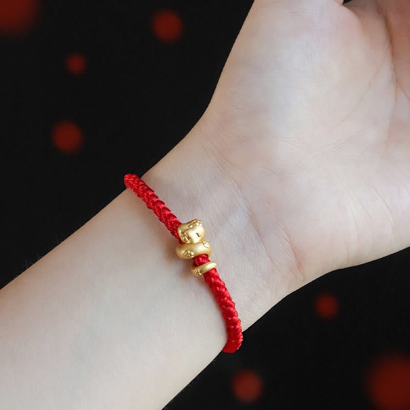Buddha Stones Handmade 999 Sterling Silver Year Of Snake Red String Luck Braided Bracelet - Image 5
