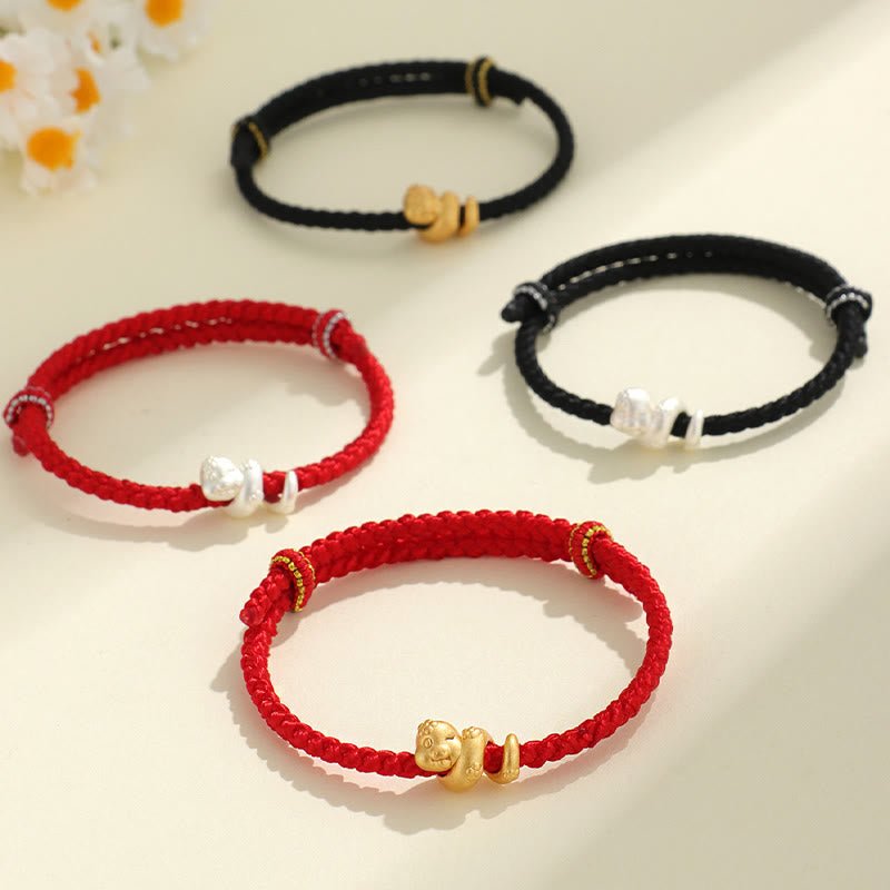 Buddha Stones Handmade 999 Sterling Silver Year Of Snake Red String Luck Braided Bracelet - Image 2